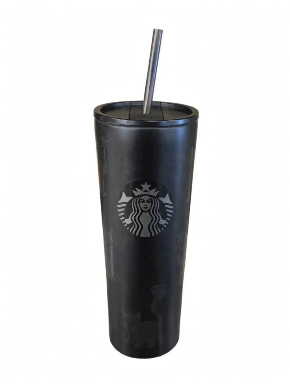 Starbucks 2025 Halloween Black Cat Stainless Steel Tumbler 24oz Metal Straw New